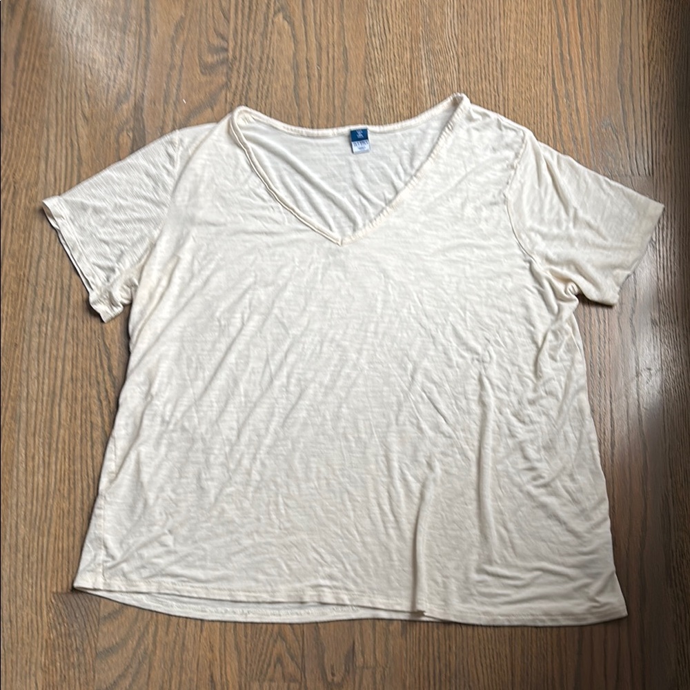 Old Navy Cream Relaxed Fit Short Sleeve Luxe T-Shirt - XL TALL